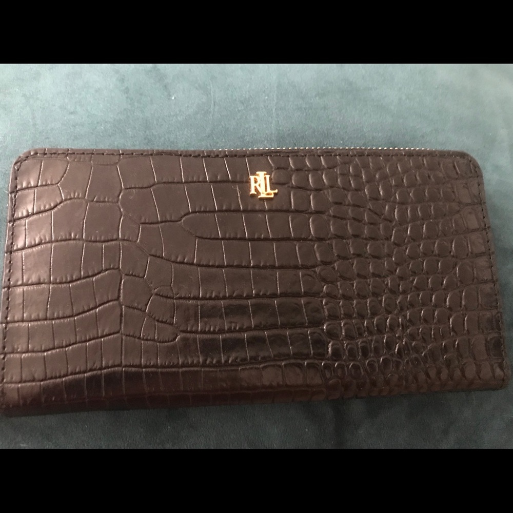Ralph Lauren zip around croc Embossed Wallet